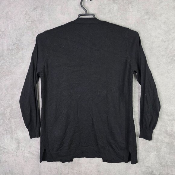 Womens Matty M Black Open Front Cardigan Sweater Long Sleeve Acrylic Blend L - Picture 3 of 7